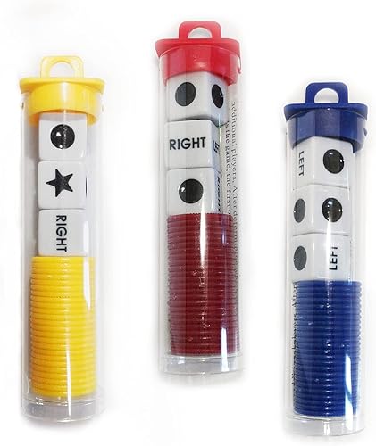 JHFY Juego de dados de centro izquierdo y derecho, paquete de 3 unidades de colores surtidos
