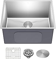 Kraus KHU101-24L Standart PRO 24-inch Undermount 16 Gauge Utility Sink - Extra Deep 12" Single Bowl for Laundry & Workshop