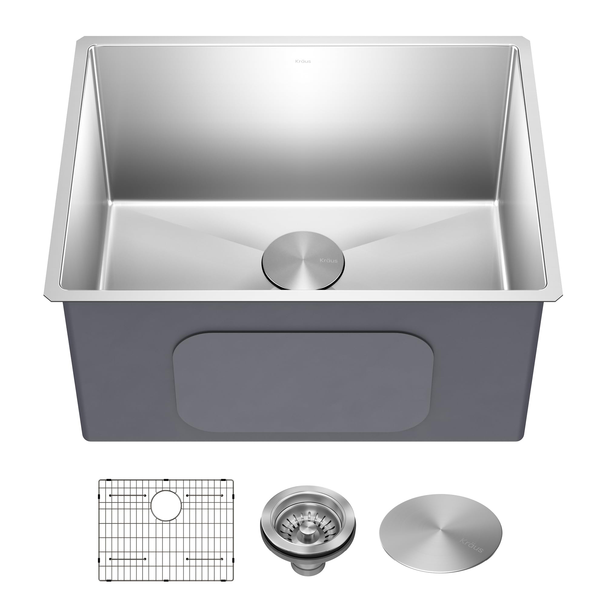 Kraus KHU101-24L Standart PRO 24-inch Undermount 16 Gauge Single Bowl Laundry and Utility Sink, 24 Inch, Tight Radius