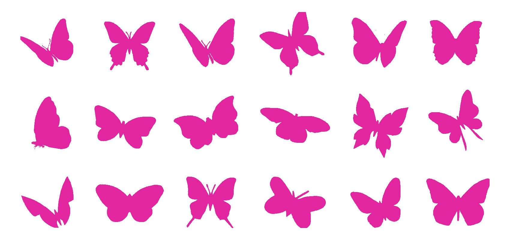 Pack of 18 Various Small Butterfly Insect Cute Stickers - Wall Decor, Scrapbook, Children, Mirror, Laptop (Small, Pink)