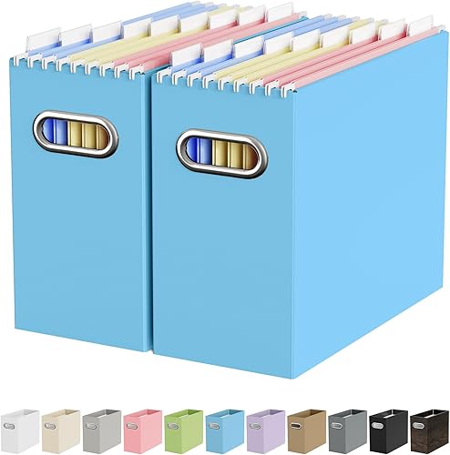 Vista 40 de Caja organizadora de archivos de cartón Oterri para carpetas de archivos colgantes tamaño carta, caja de archivos para escritorio de computadora