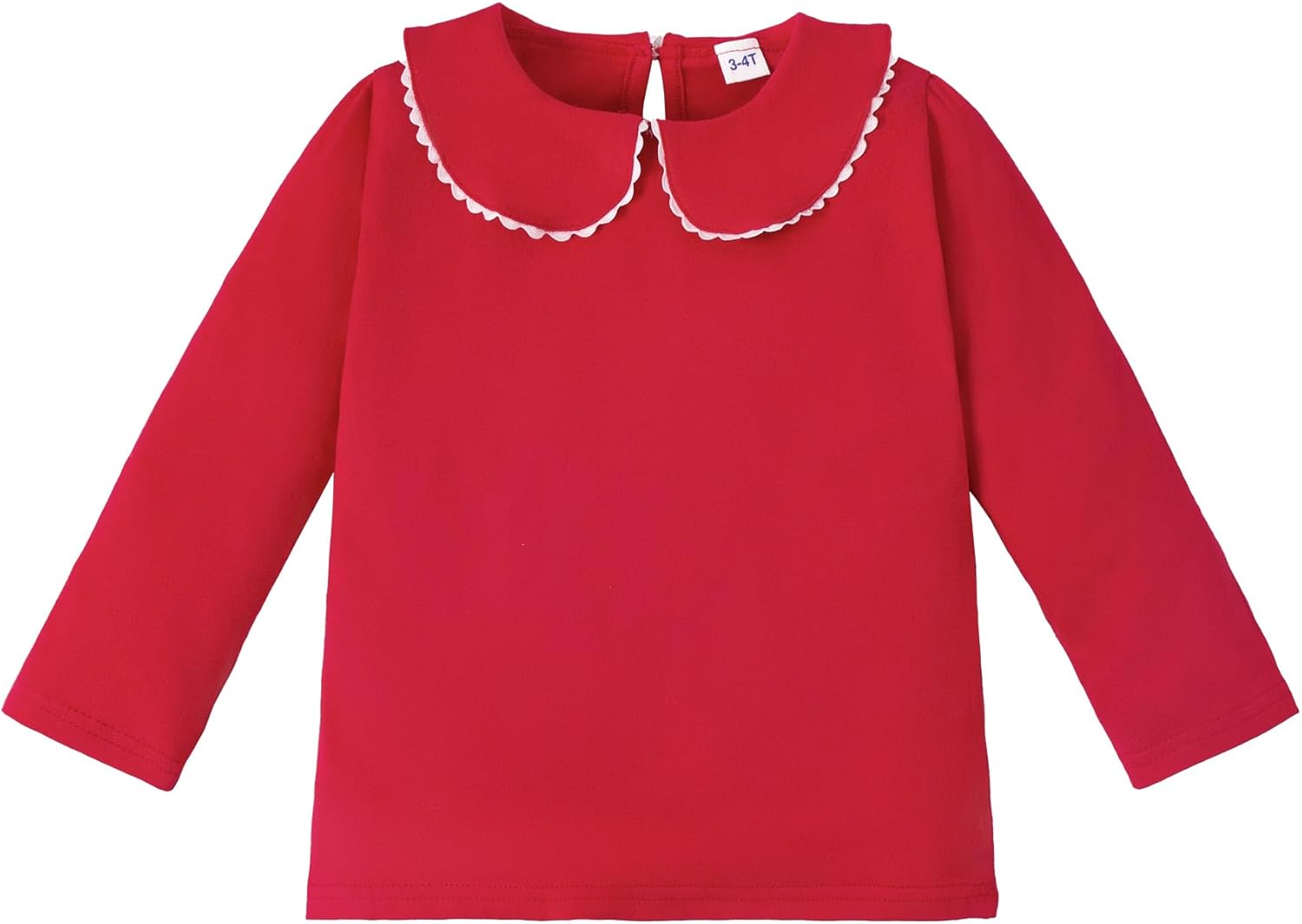 LYSMuch 18M-6T Toddler Baby Girl Long Sleeve Collar Shirt Peter Pan Blouse Lace Undershirt Top Solid Color Clothes