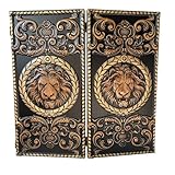 3D Premium WOODEN BACKGAMMON Set Handcrafted Handmade Game New Board 48cm (19), Carved, Lion