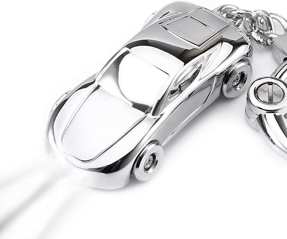 Key Chain Flashlight, Jobon Zinc Alloy Car Keychain with 2 Modes Bright LED Light, Exquisite Key Rings