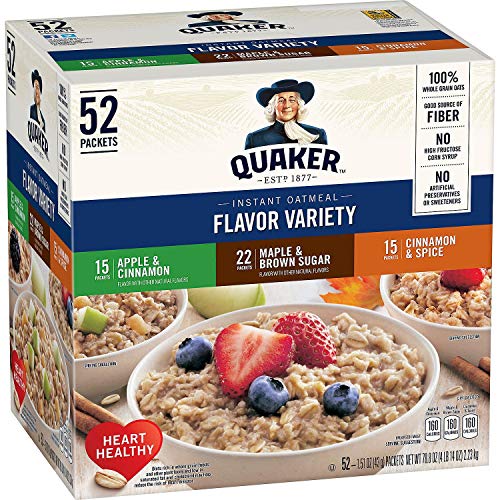 Quaker Instant Oatmeal Assorted Single-Serve Packets 1.51 Oz Package 52/Case
