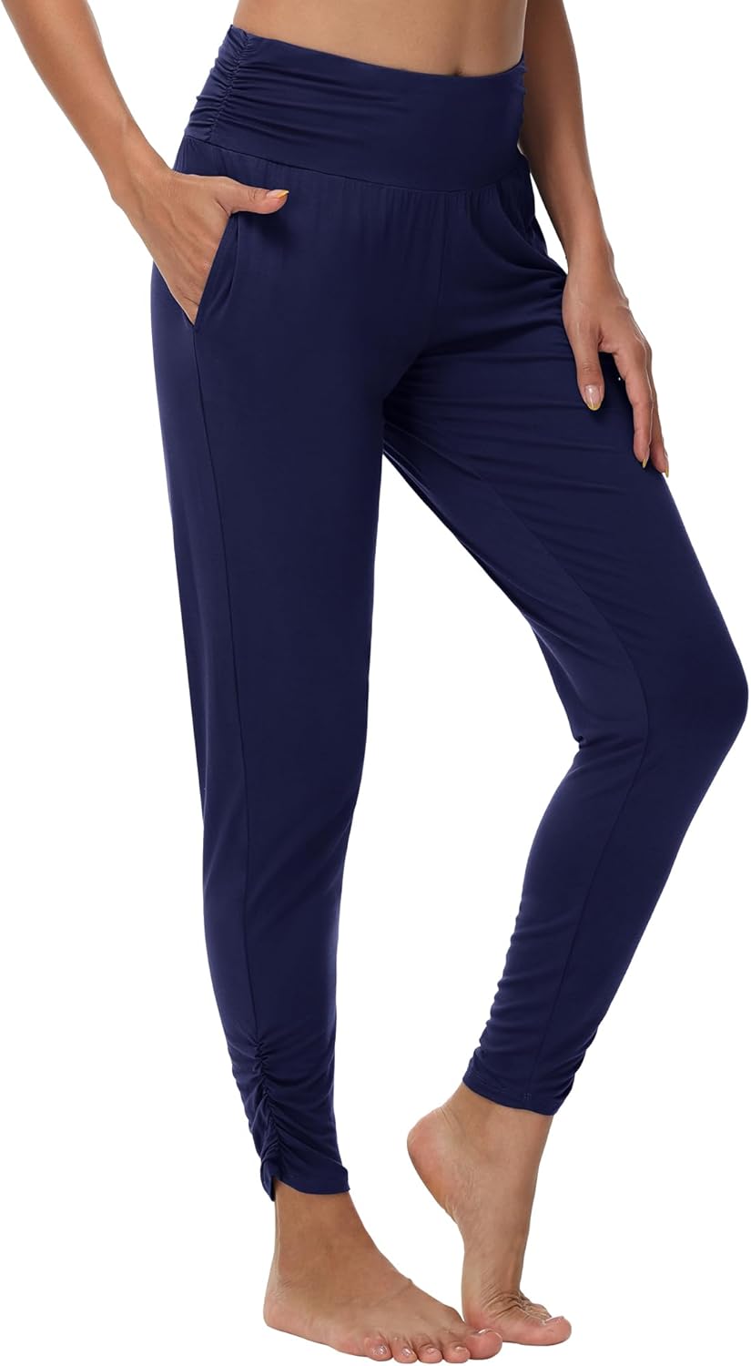 WiWi Women's Yoga Pants Viscose Bamboo Cooling High Waist Joggers Sweatpants Super Soft Lounge Bottoms with Pockets S-XXL