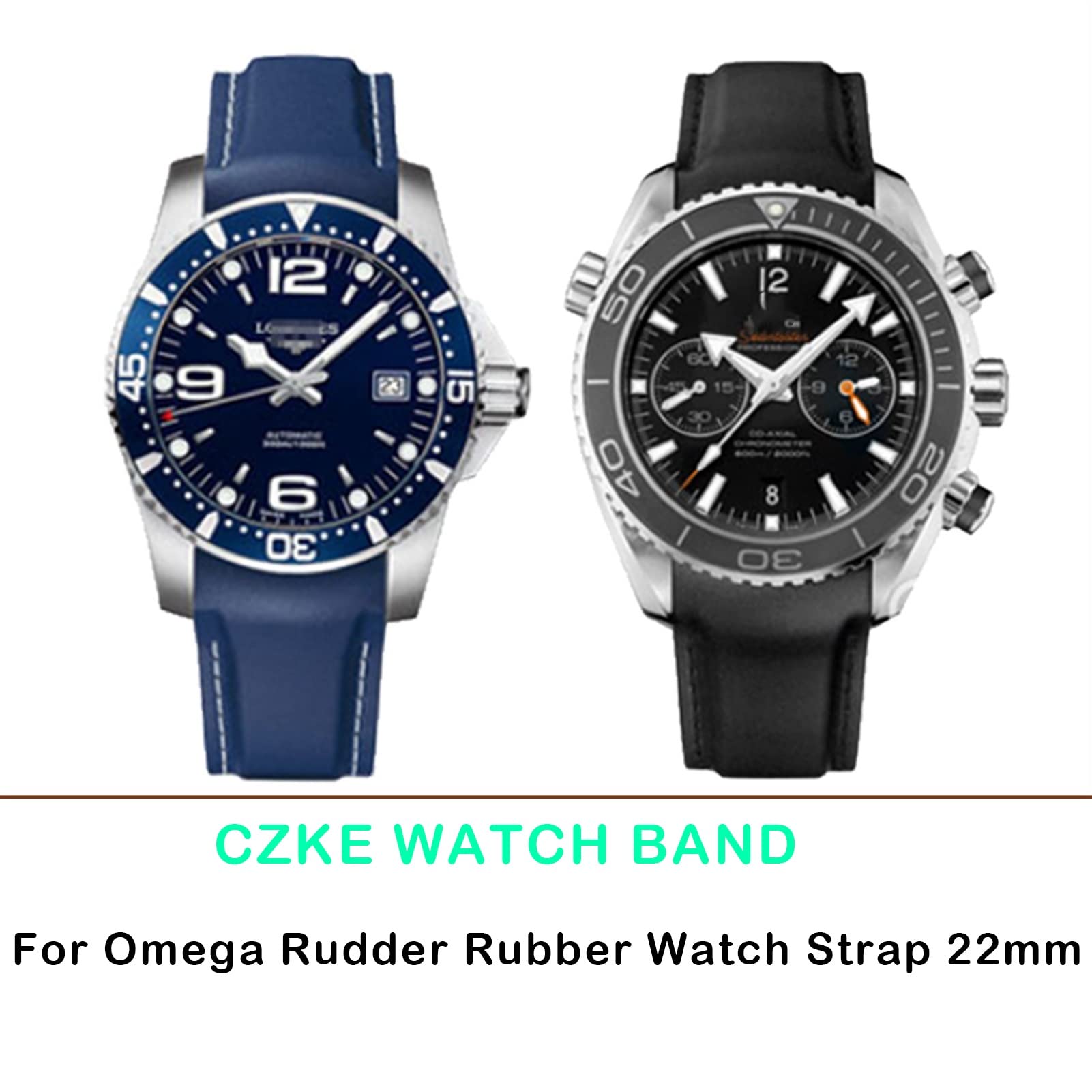 ZUC Wodoszczelny silikonowy pasek do zegarka Omega Comas Strap Meidus Ruder Rubber Watch Strap 22 mm