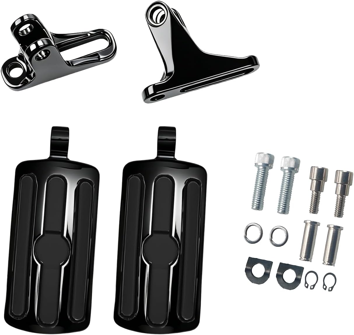 10mm Motorcycle Inlay StreamLiner Highway Pegs Passenger Footpegs Male Mount Foot Rest Pedal Compatible with Harley Touring Street Glide Road King Road Electra Glide Sportster Dyna Softail Chrome