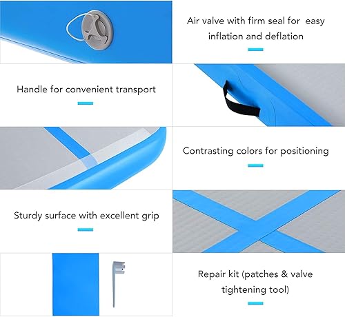 Miniatura 5 de Colchoneta inflable de gimnasia de aire de 10 pies 13 pies 16 pies 20 pies pistas de gimnasia para uso domésticoentrenamiento