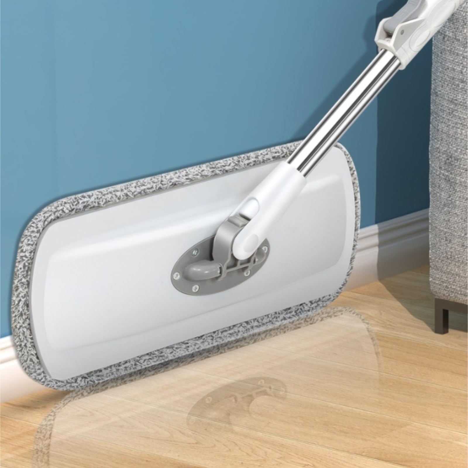 Fregona Almohadillas Planas para Fregona con Agarre Firme para Limpieza De Pisos Húmedos Y Secos Mango Acero Inoxidable Cabezal Giratorio 360 ​​Grados Limpieza Suelo