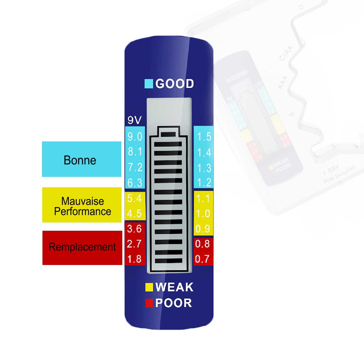 Treki Universel Testeur de Piles Numérique Digital pour AA AAA C D N 9V 1.5V Piles Bouton