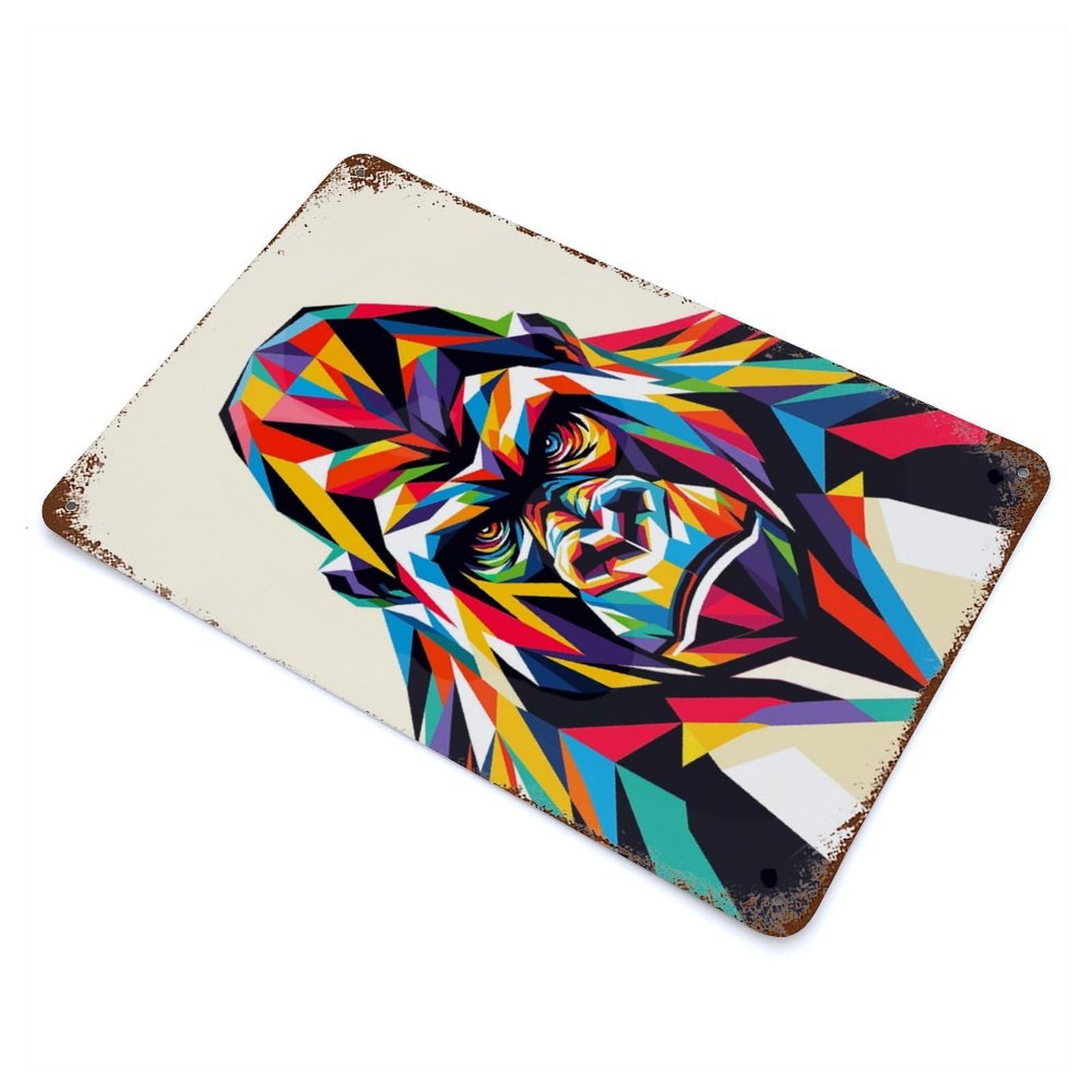 Gorilla Wpap Pop Art Rustic Tin Plaque 11.8"x7.9", for Shed, Workshop And Garage Wall Decor, Rustic Home Decor