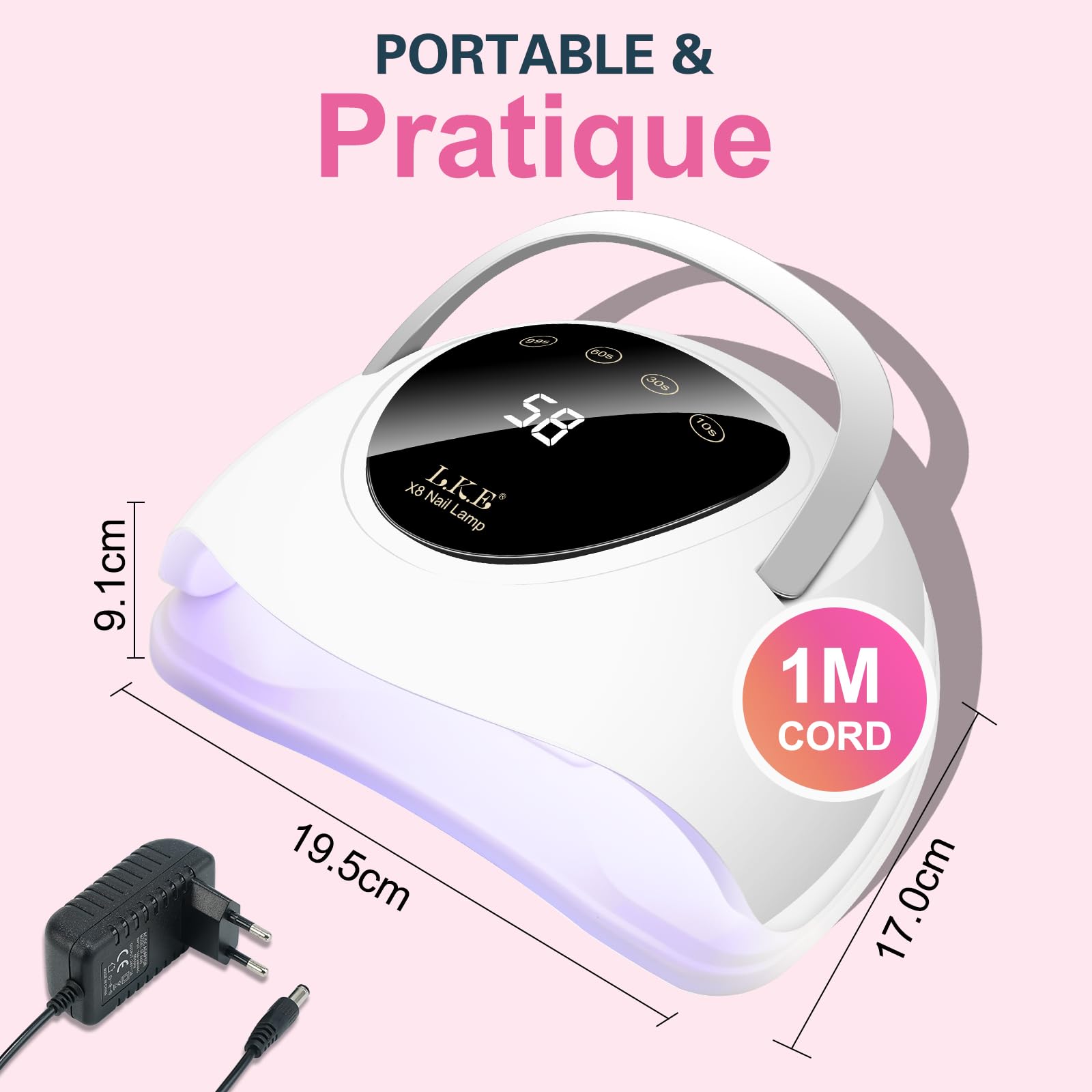 Lampe UV Ongles Gel, 108W Professionnelle Lampe UV Ongles avec 4 Minuteries, Écran LCD, Séchage Rapide pour Vernis Semi Permanent, Gel Vernis