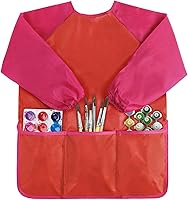Vista 10 de Kopokita - Delantal impermeable para niños artistas, de manga larga, con 3 bolsillos, para niños pequeños y artistas