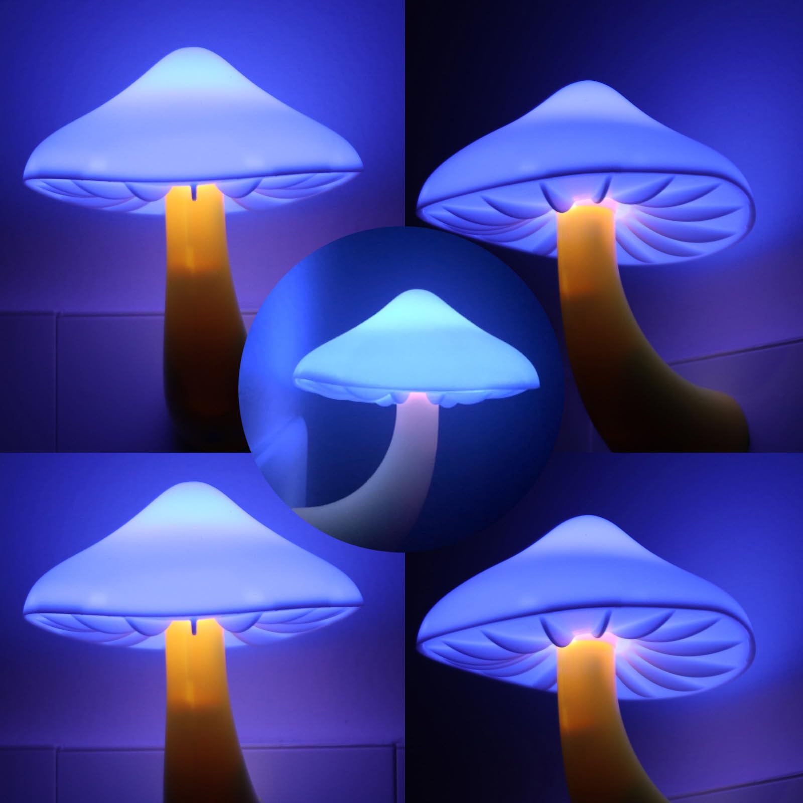 AUSAYE - Paquete de 5 luces LED con sensor de luz nocturna, color azul, lindas luces nocturnas, para adultos, niños, recámara, baño, inodoro, pasillo, escaleras, cocina, sótano