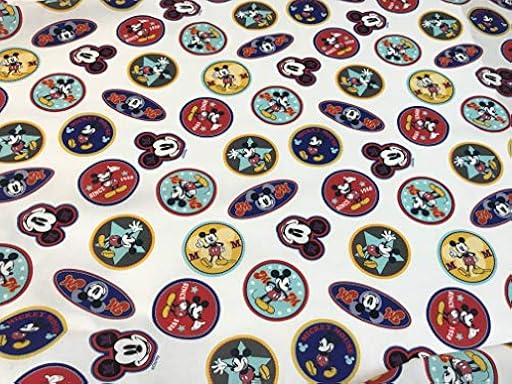 tela de disney, tela de mickey mouse, DISNEY PARCHES MULTICOLOR, tela para manualidades, labores, telas por metros, 1 metro x 140 cms | Ya disponible en tu tienda friki favorita! En mundofriki.es!