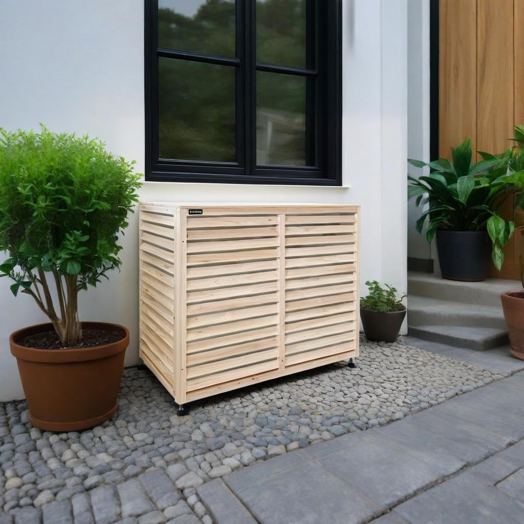 Verkleidung für Wärmepumpe Klimaanlage Klima Sichtschutz Abdeckung Holz Natur für Außengeräte