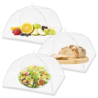 (3Pack) Pop-up Picnic Food Tent Covers, 17x17Inch Foldable Mesh Screen Food Covers for Outdoors, Reusable Food Cover Net Keep Out Flies, Mosquitoes… - Amazon product rated Grade B