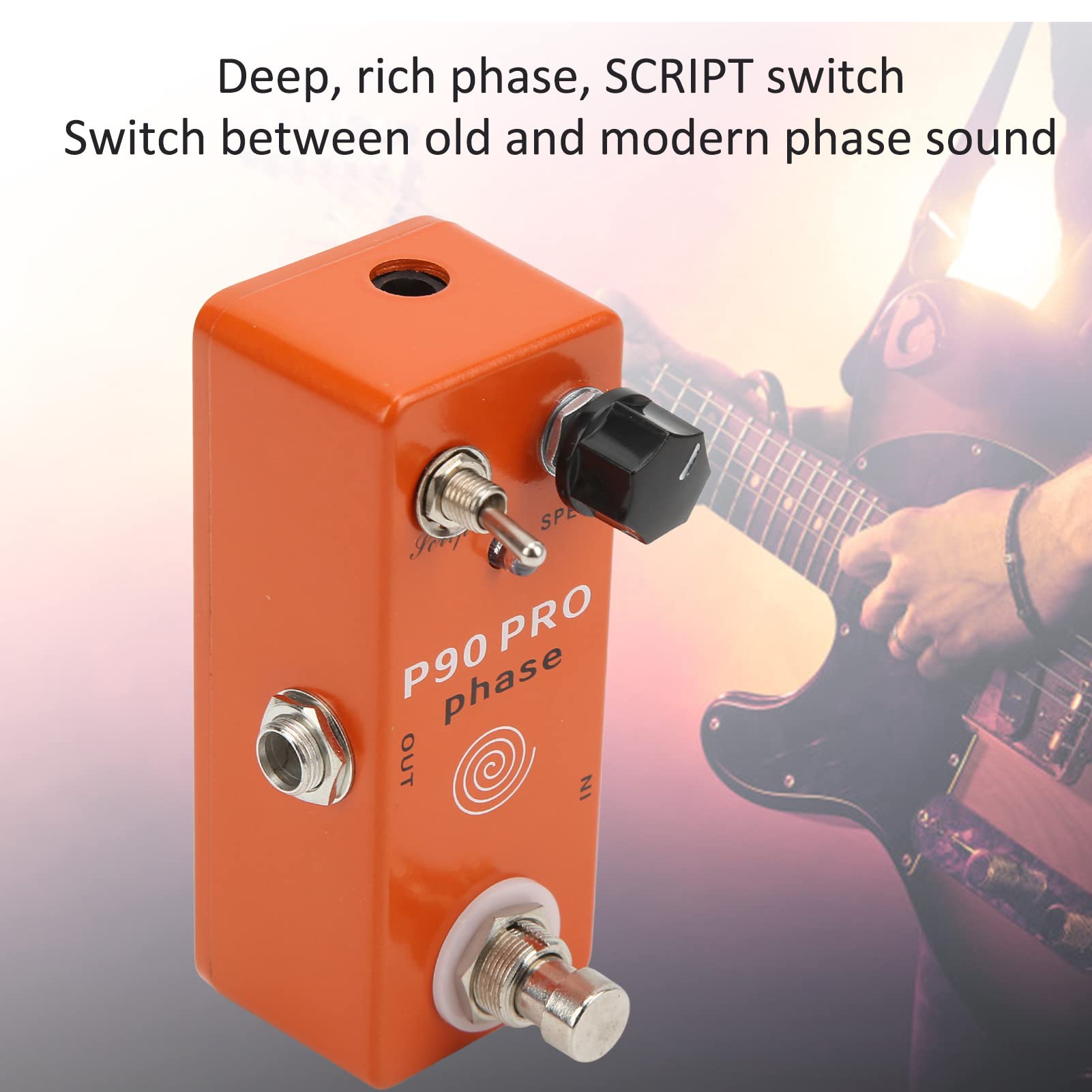 Manopola di Regolazione della Velocità in Metallo Effetto Fase Pedale Phaser per Chitarra Elettrica con SCRIPT Awitch con True Bypass Orange DC9V