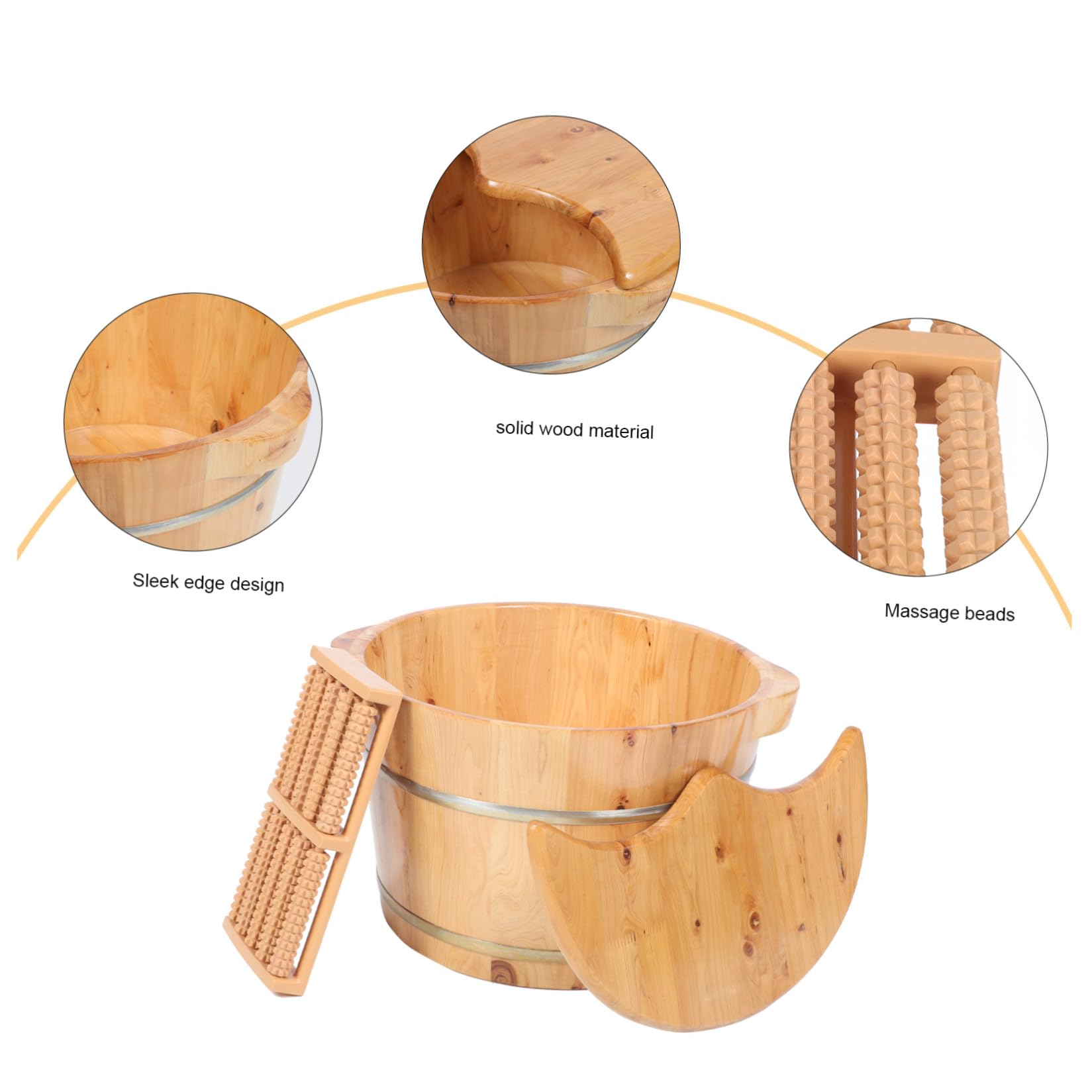 Angoily Bacinella per Pediluvio in Legno con Coperchio, Contenitore per Bagno Piedi Domestico, Grande Capacità, Facile da Pulire, per Utilizzo Casalingo