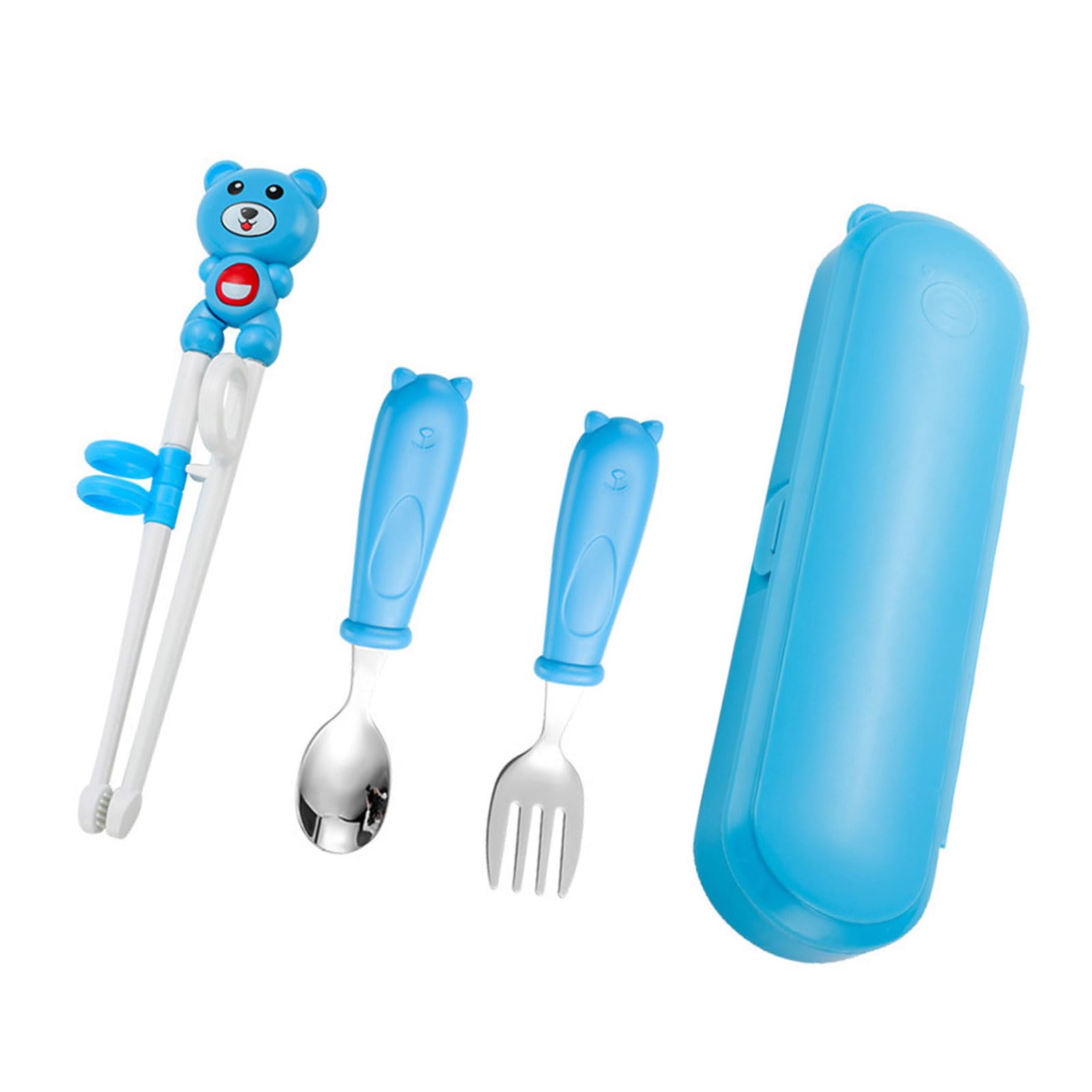 Jazuaiao Designs Children Learning Chopsticks Utensils Set Includes Spoon Fork Easy to Use Training Tableware Portable Chopsticks Set