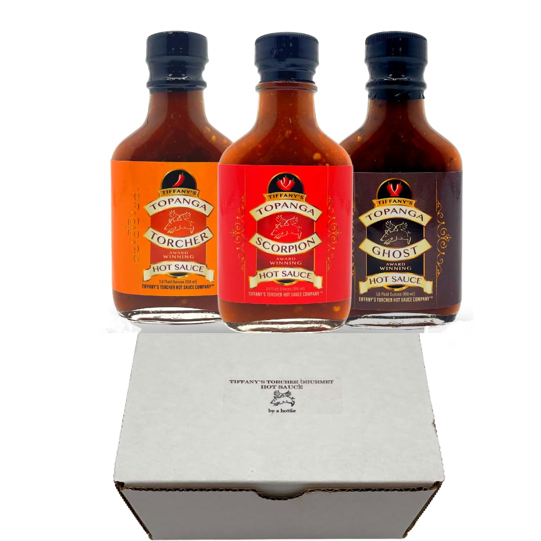 Tiffany’s Torcher Hot Sauce Award-Winning Gourmet Small Batch Hot Sauce Variety Pack – 3 Flavors– Plant-Based, Non-GMO, Gluten-Free, Gift-Ready