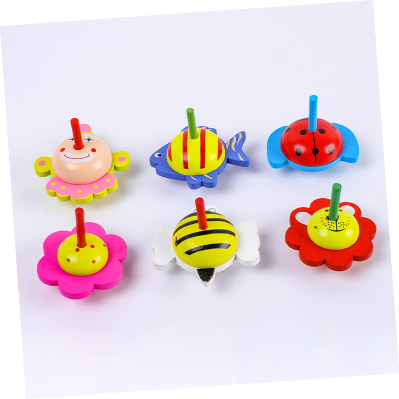 BESTonZON 6pcs Spinning Top Party Favors Wood Gyro Small Gyro Birthday Party Supplies Interesting Gyro Gyroscope Plaything Gyro Playthings Funny Gyro Desk Fidgets for Adults Wooden