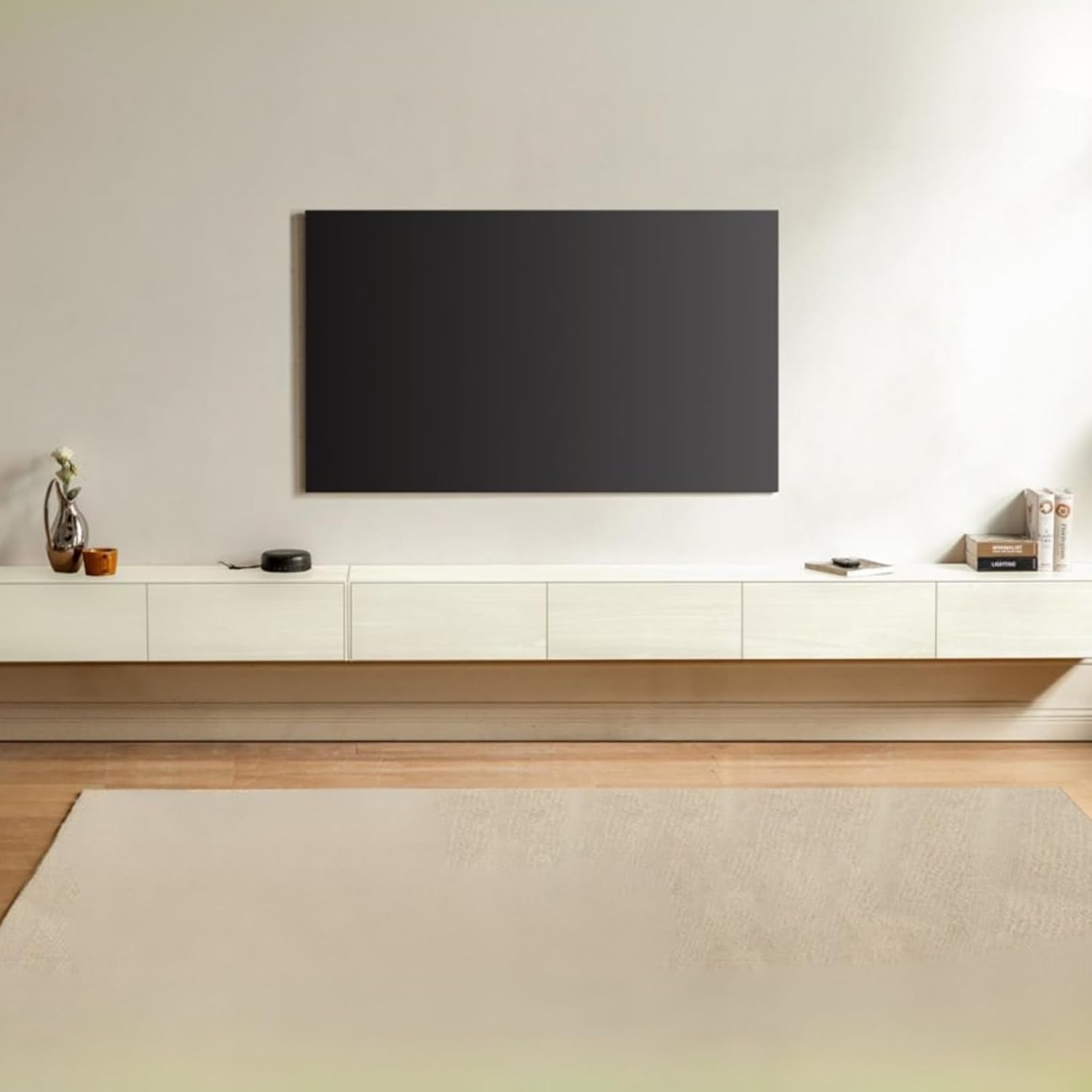 GVAwood Oak, Tulipwood Solid Wood TV Cabinet with Light 78.7×11.8×8.3 inch / 200×30×21 cm/White Color/Tulipwood Drawer tv Cabinet