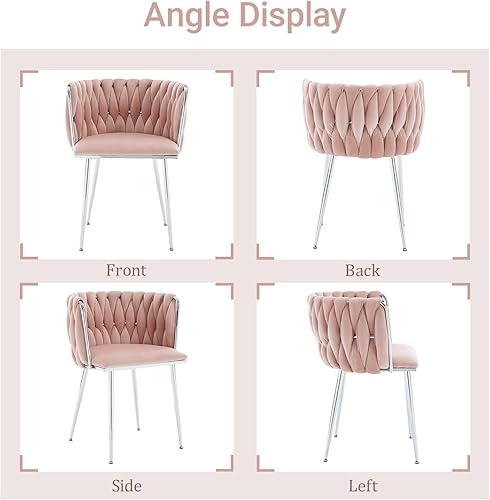 Miniatura 5 de Velvet Dining Chairs Set of 2,Woven Upholstered Living Room Chairs,Modern Kitchen & Dining Room Chairs,Leisure Accent Chairs with Silver Metal
