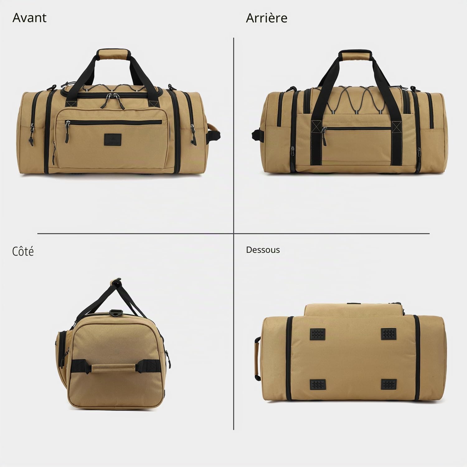Laripwit Extensible Sac de Voyage Homme 45-50L Sac Weekend Femme Leger pour Camping Grand Sac de Sport Fitness, Marron