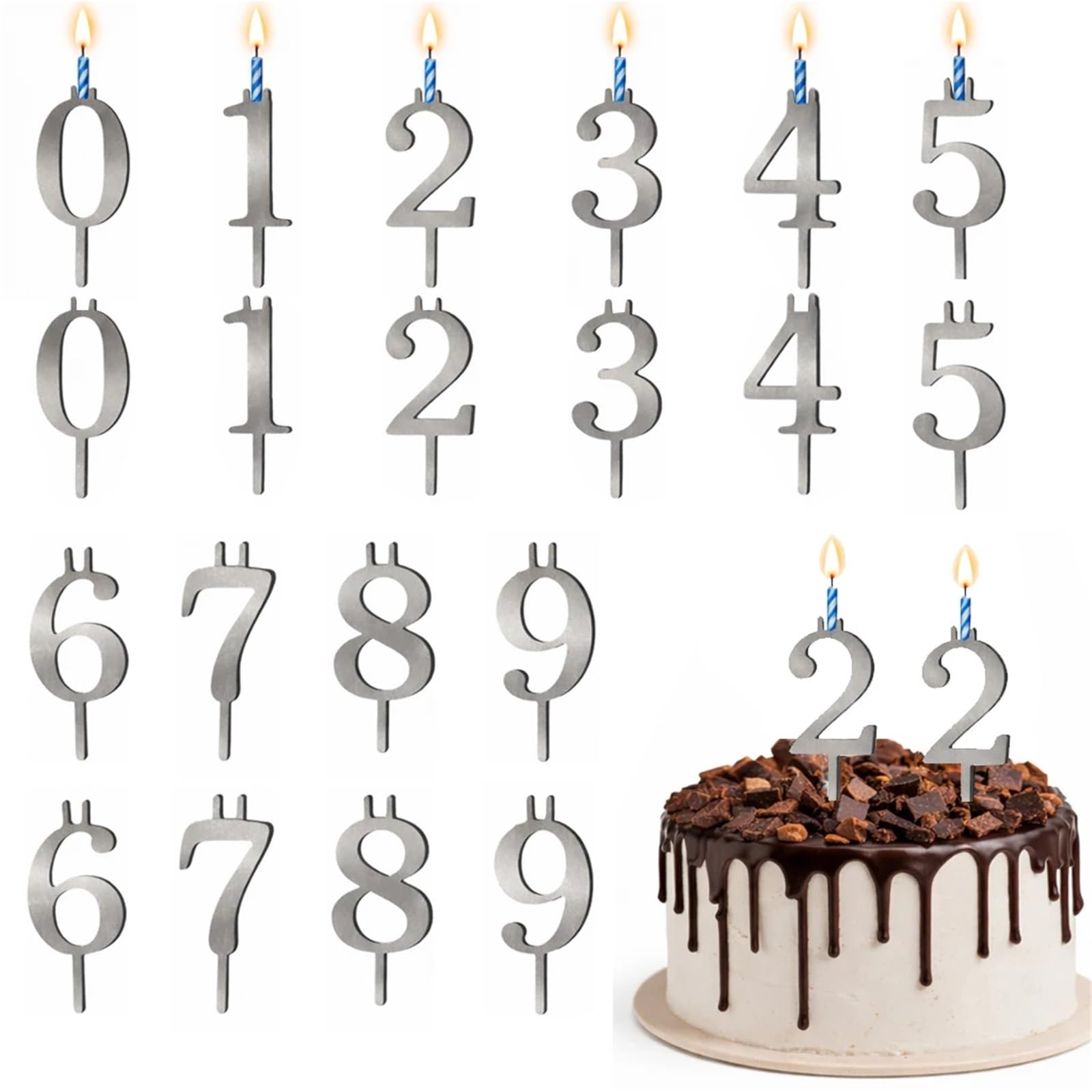 Reusable Number Birthday Candle Holder Set - for Celebrations and Weddings(2set)