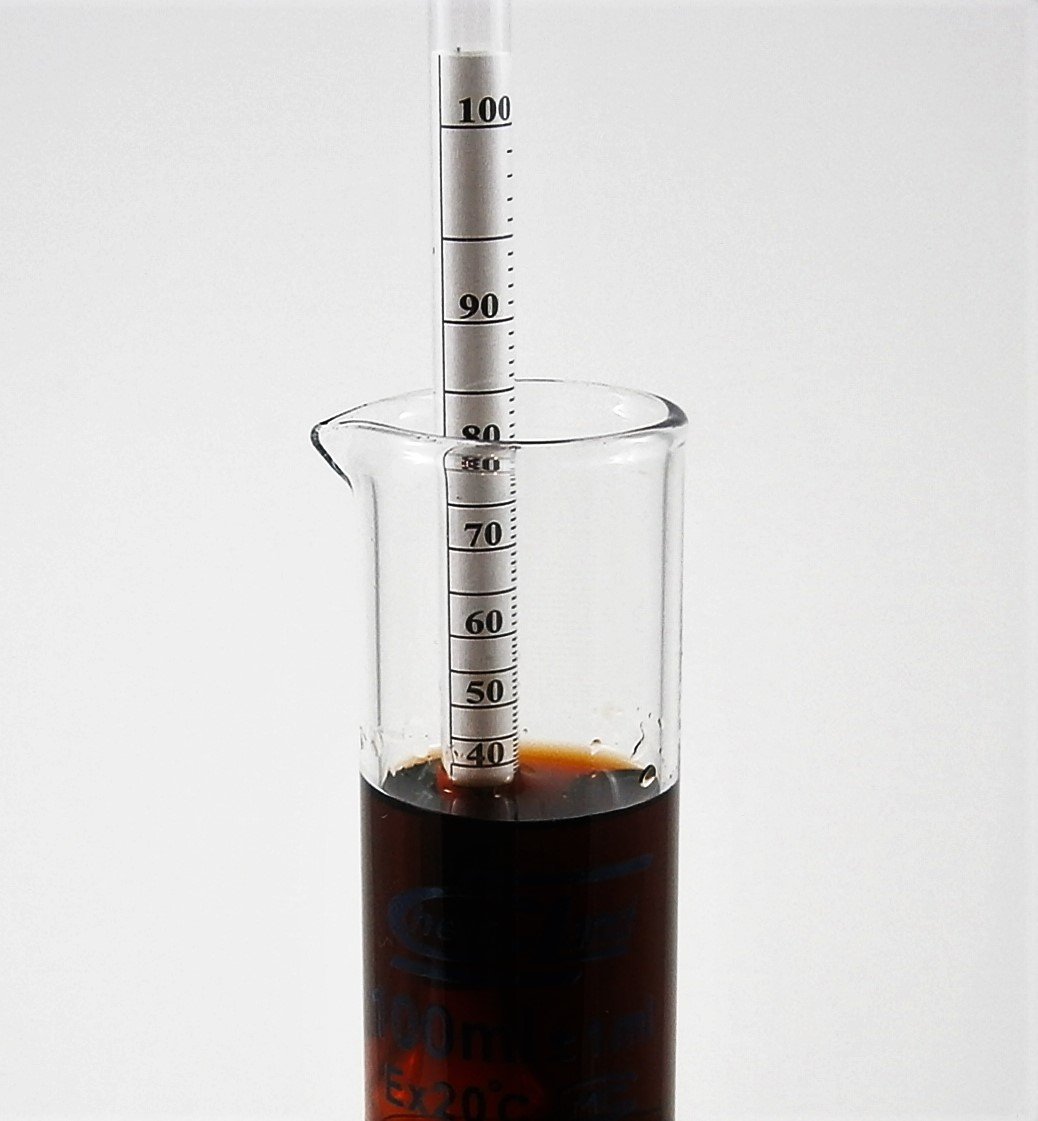 Alcolometro 0–100 % + Cilindro in Vetro 100 ml – Misuratore di Alcol con Provetta per Distillati