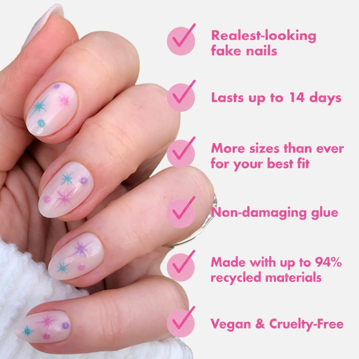 Olive & June Mani Maximalist Instant Press on Nails | (Kleber) Short Mandel | 42 Kunstnägel | Ungiftig, lang anhaltend groß, mutig, wunderschöner, realistischer Look, Salon-Qualität zu Hause