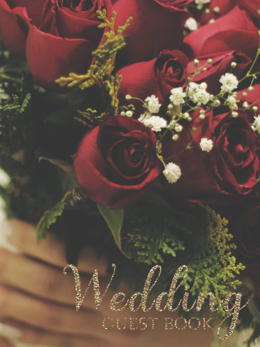 Burgundy Wedding Guest Book Hardcover: Mr. and Mrs. Wedding Guest Book| Vow Wedding Guest Book for Reception | Red Floral Wedding Guest Book In Gold | ... With Picture Frame | Fall in Love Sign In