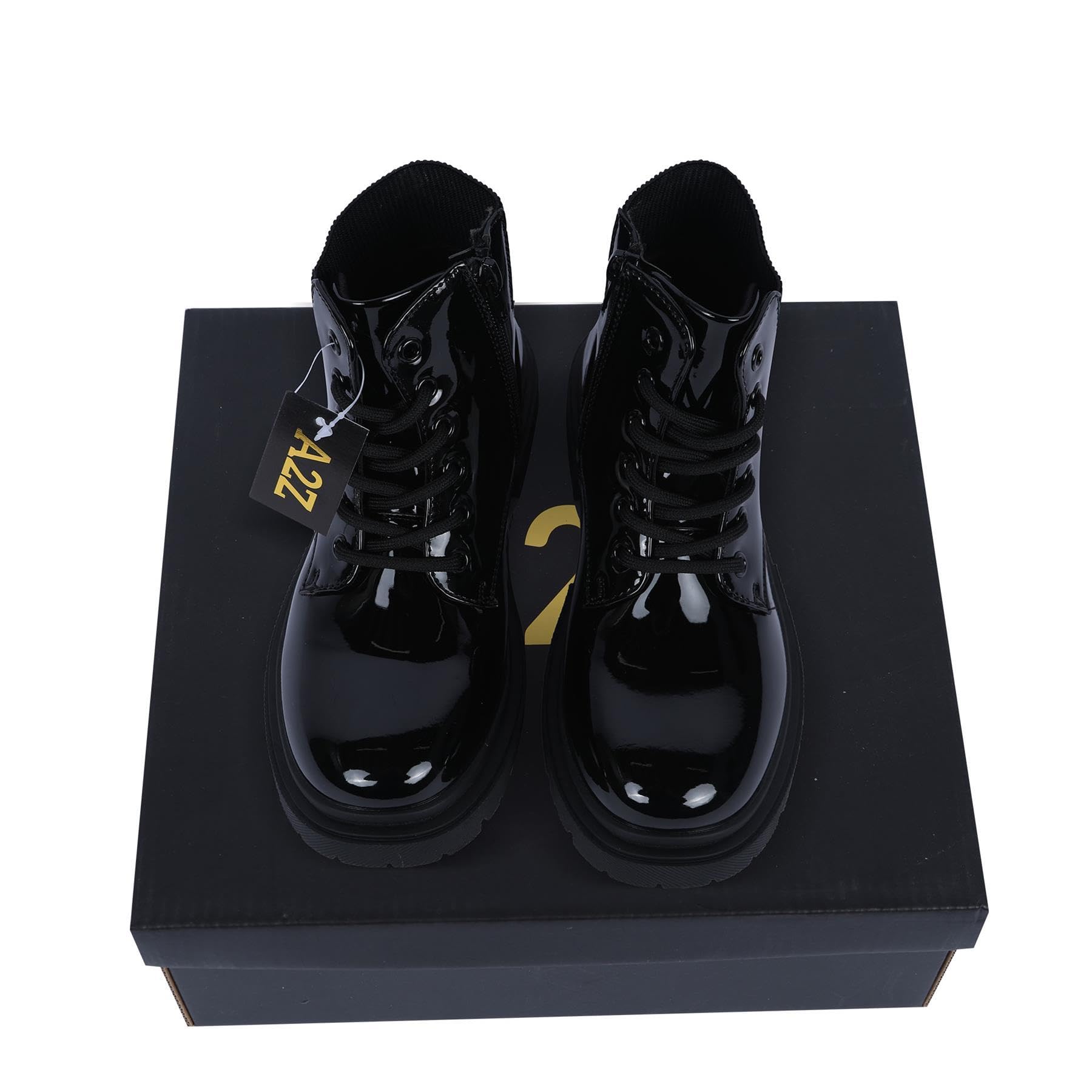 A2Z 4 Kids Stivali da combattimento per ragazze e ragazze, con lacci, con cerniera laterale e suola spessa antiscivolo resistente, per feste, scuola, scarpe alla moda, scarpe invernali e autunnali