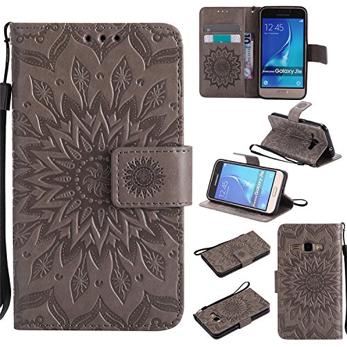 Nutbro J1 2016 J120 Case, Galaxy Amp 2 Case, Galaxy Express 3 Case, Flower PU Wallet Leather Protective Case Cover with Card Slots for Samsung Galaxy J1 2016 / Amp 2 / Express 3