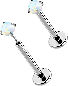 OUFER 2PCS 16G/20G Titanium Nose and Lip Studs, Threadless Push-In Body Piercing Jewelry for Women and Men