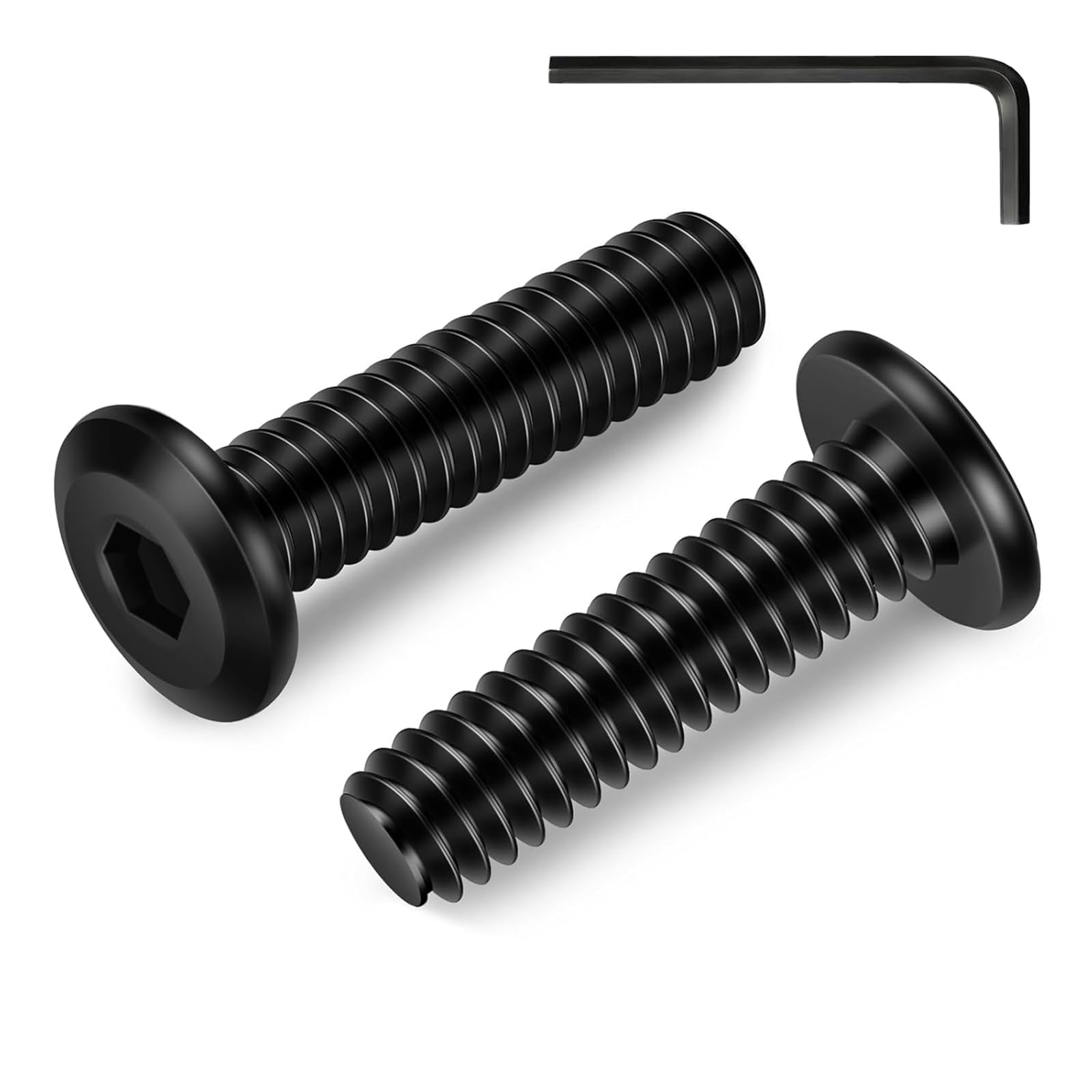 Zynthor 50Pcs M3 Bolts, M3 x 16mm Flat Head Socket Cap Screw Bolts, Allen Socket Drive Screws Assortment, Stainless Steel Black Oxide Bolt with Hex Key