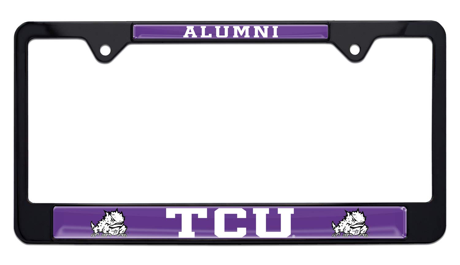 Elektroplate Officially Licensed TCU Horned Frog Alumni 3D Doming Black All-Metal Standard Size License Plate Frame Tag Holder for Cars/SUVs/Trucks