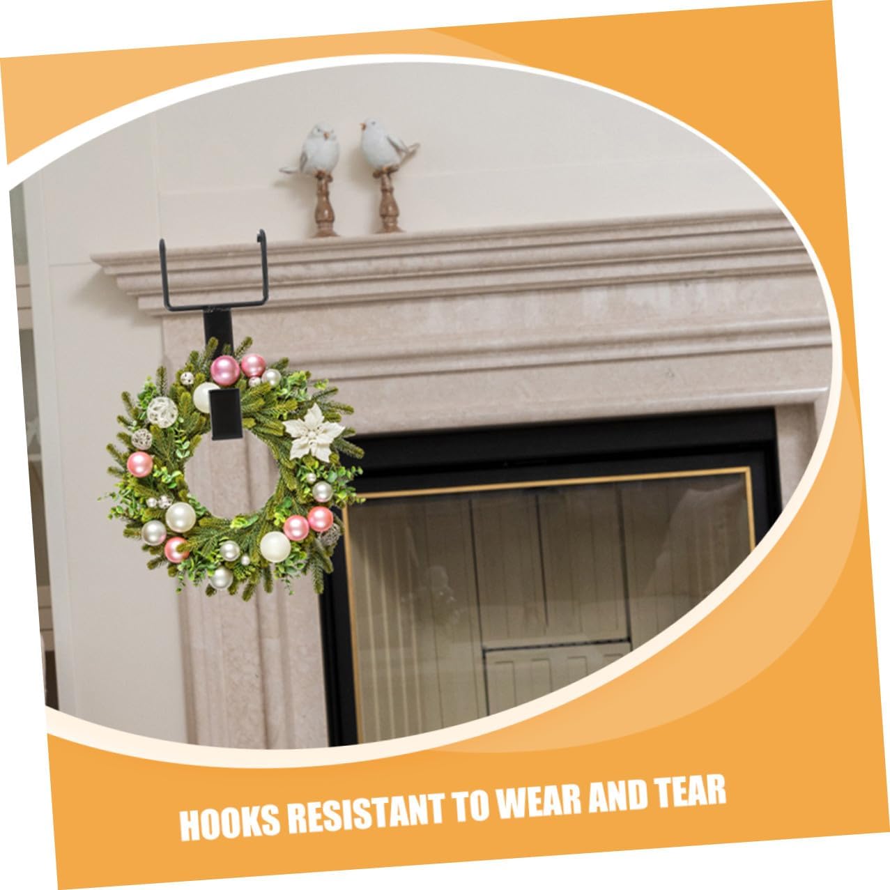 4pcs Black Cast Iron Door Hanger Hooks for Wreaths and Garlands Over Door Exterior Wreath Hanger Christmas Decorations