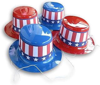 Patriotic 4th of July Party Hats - Mini Decorative Hats - 4 Count Red Blue