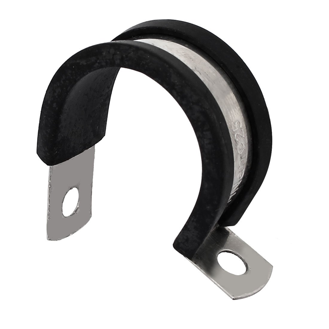 Aexit 25mm Dia Clamps EPDM Rubber Lined P Clips Cable Hose Pipe Clamps Strap Clamps Holder 2pcs