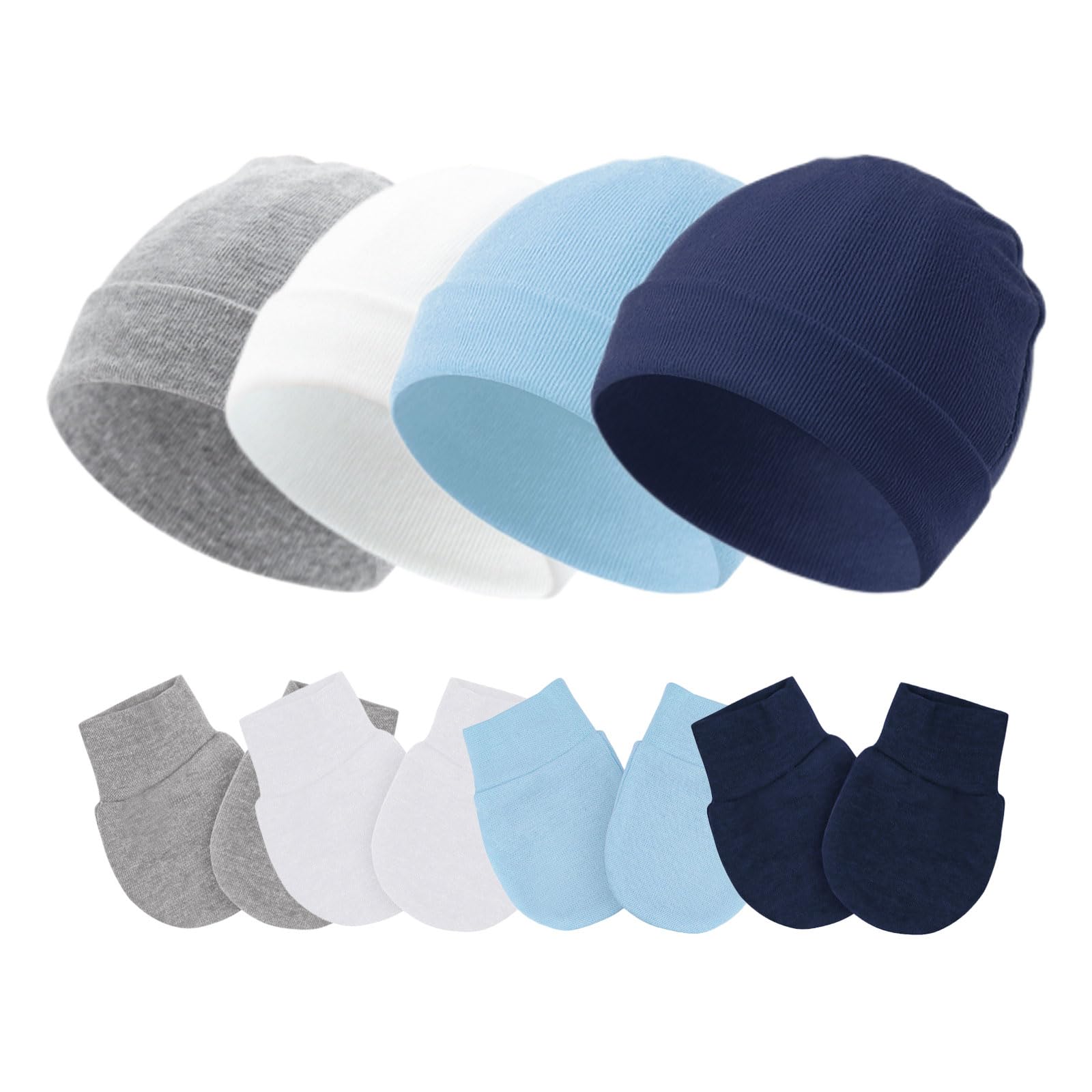 Baby Hats and Mittens Newborn Hats Gloves Infant Beanie Soft Cap Mitten Sets for 0-6 Months Boys Girls