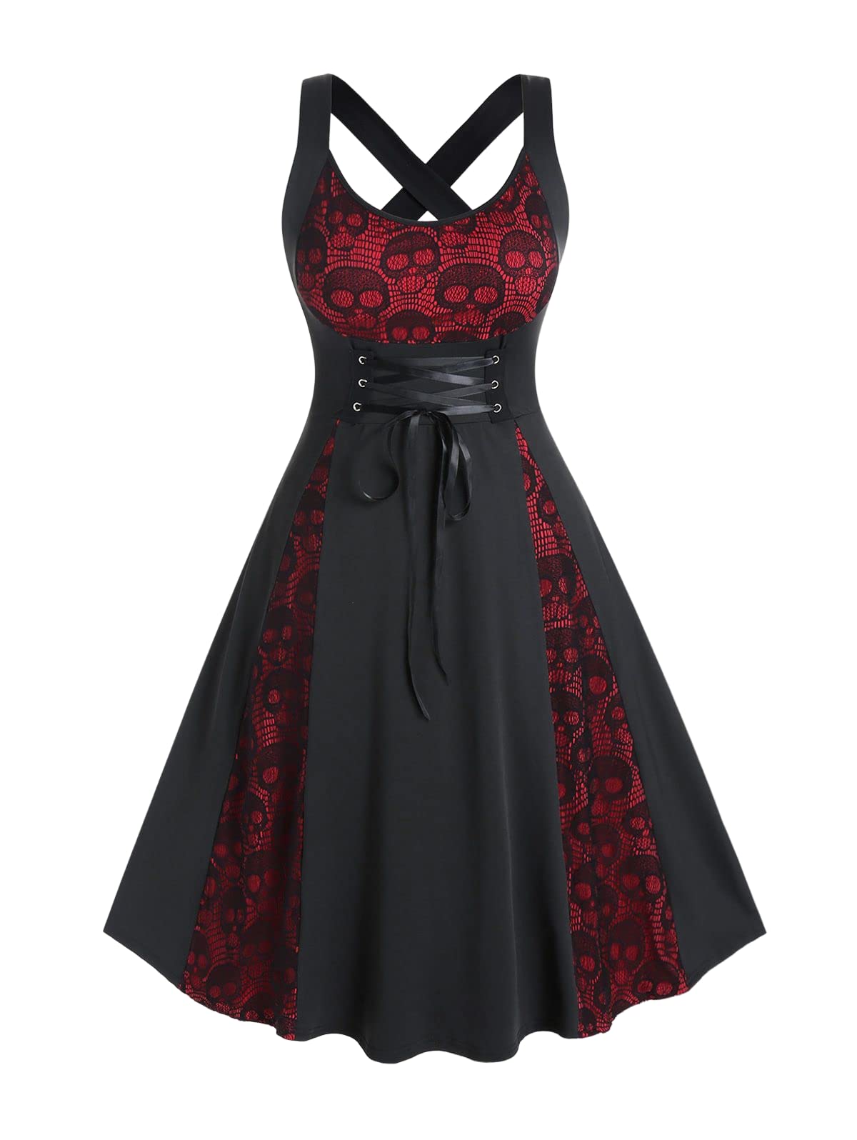 ROSE GAL Womens Plus Size Dresses Sleeveless Wrap V-Neck Gothic Vintage 50S Spaghtti Strap Swing Cocktail Rockabilly Weeding Party Maxi Dress