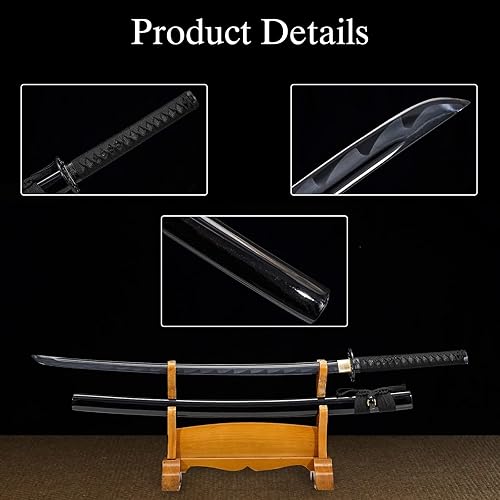 Miniatura 9 de Kamaiwo-10451060 Clay Tempering high Carbon Steel Hademade Heat Tempered Full Handmade Hand Forged Japanese Katana AuthenticSword Real WeaponsFull