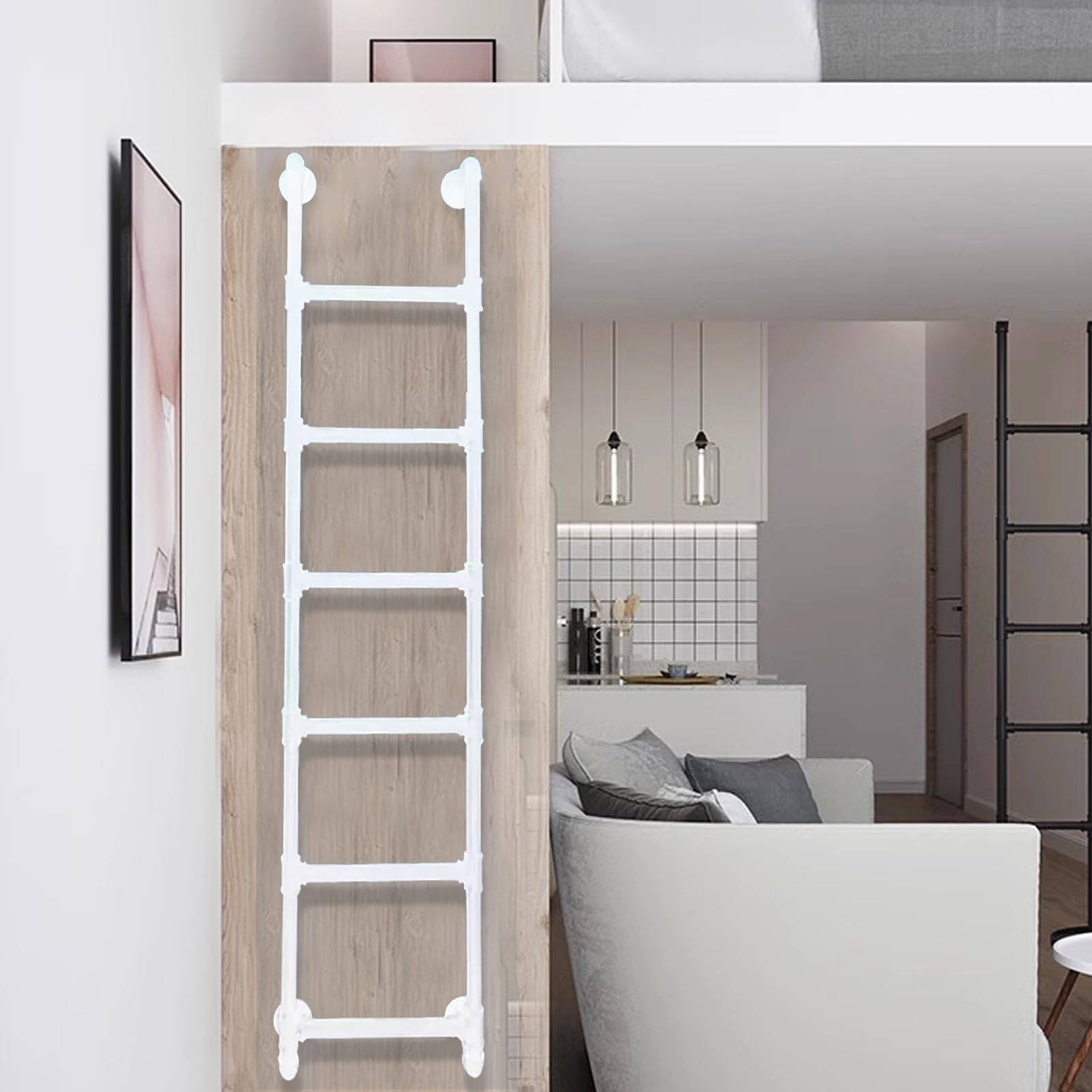 Window Well Ladder 4-8ft Emergency Egress Heavy Duty Basement Wall Mounted Hanging Home High Attic Metal