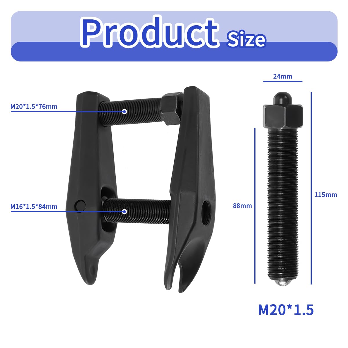 Kit Strumenti Separazione Giunti Sferici, Strumento per la Rimozione | Estrattore Giunto Sferico per Carichi Pesanti, con Ganascia Regolabile Forchette 5 Dimensioni (22 mm 24 mm 27 mm 32 mm 36 mm)
