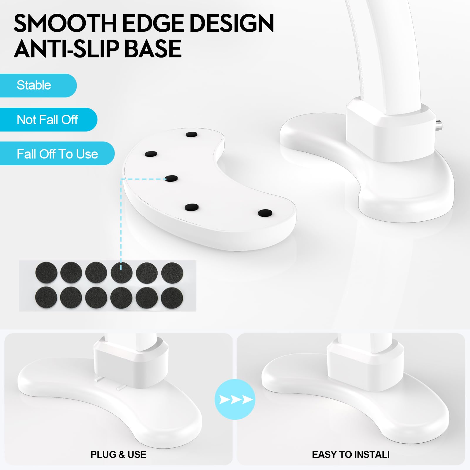 Grande luce LED a mezza luna per lampada da tavolo per unghie, luce ad arco per nail tech, con supporto per telefono, perfetta per manicure tecnologica per unghie (rosa)