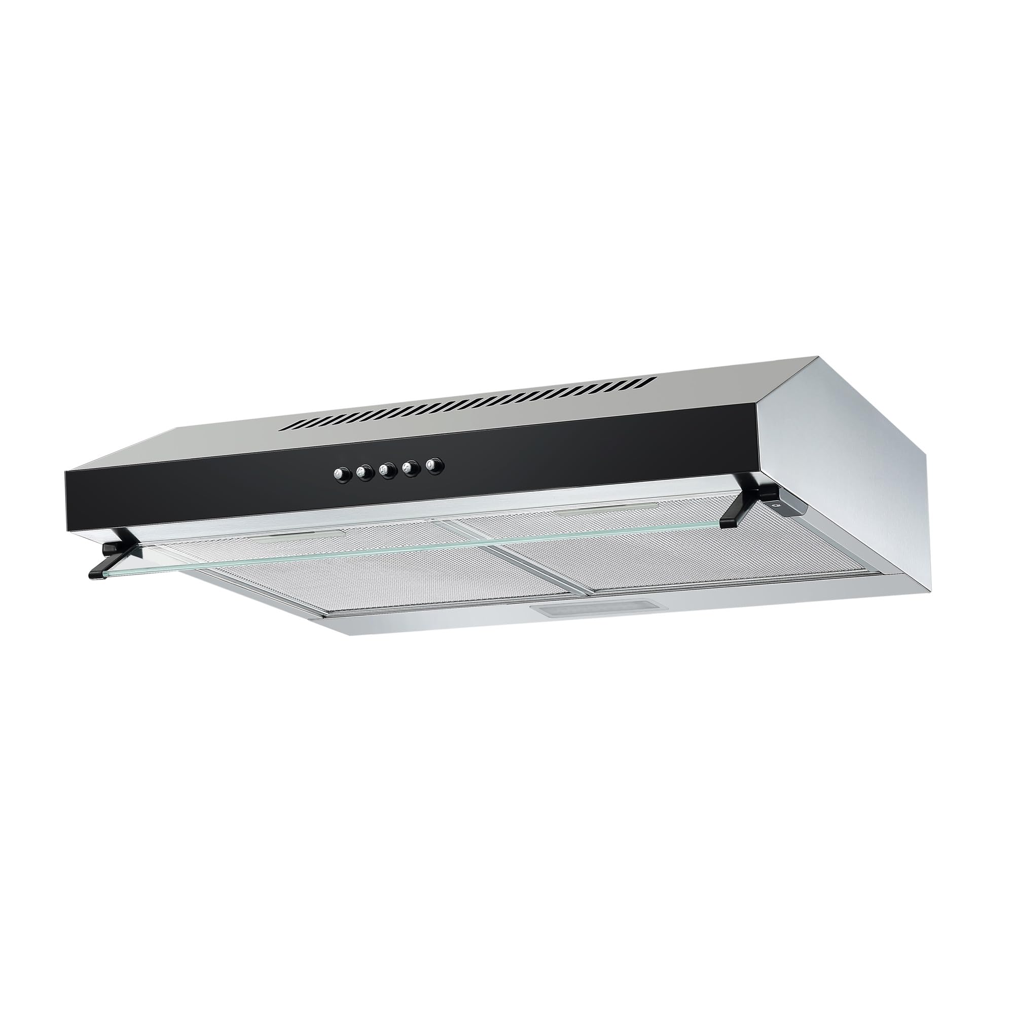 Cappa Cucina Inclinata 60cm Nera - Funzione Scarico/Ricircolo, LED, Touch