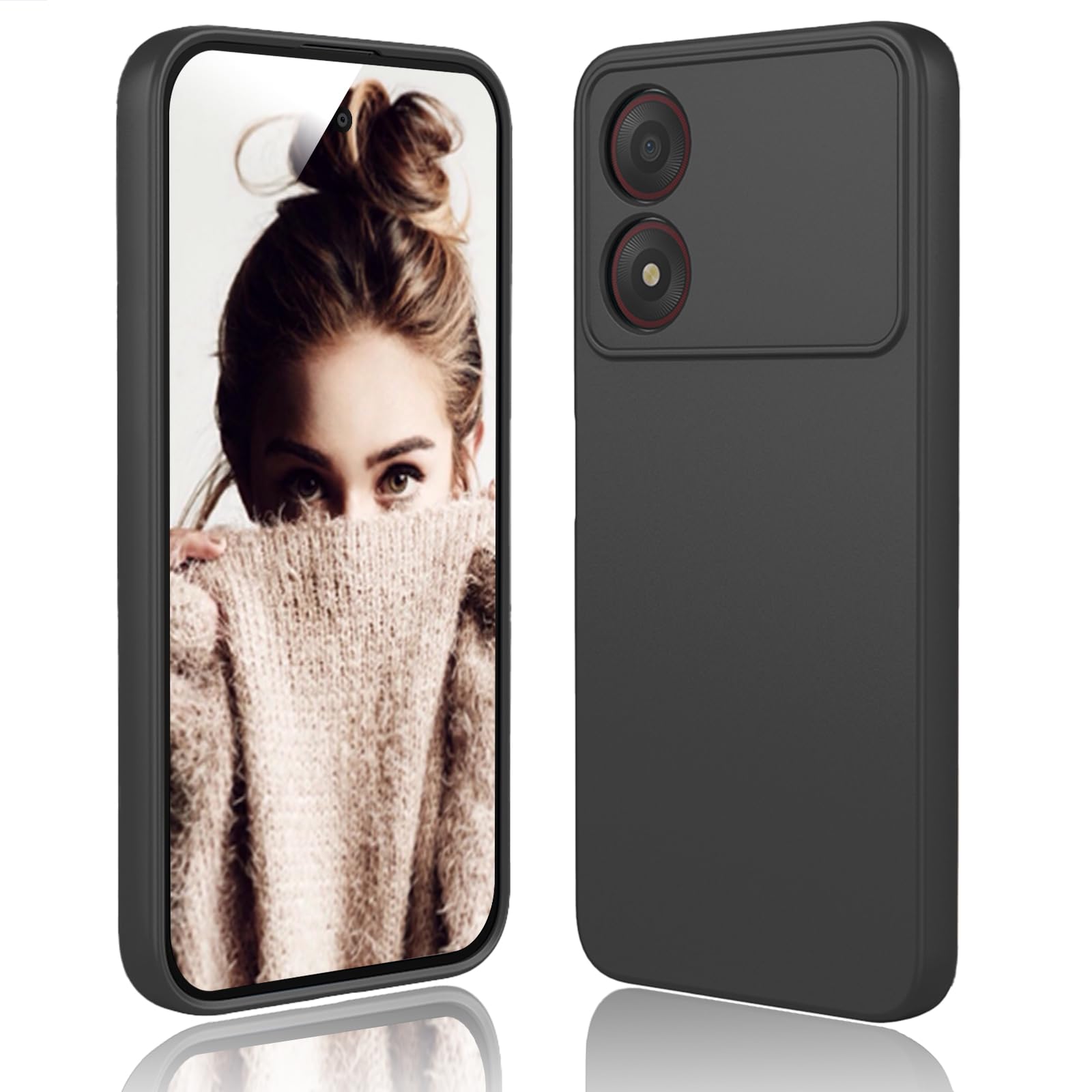 Cover Per ZTE Blade A34 Con 2 Pellicole Vetro Temperato, Custodia Morbida In TPU Antiurto Trasparente, Bumper Protettivo Nero
